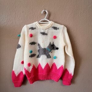 Vintage 80's Helium knit puppy chunky sweater size S